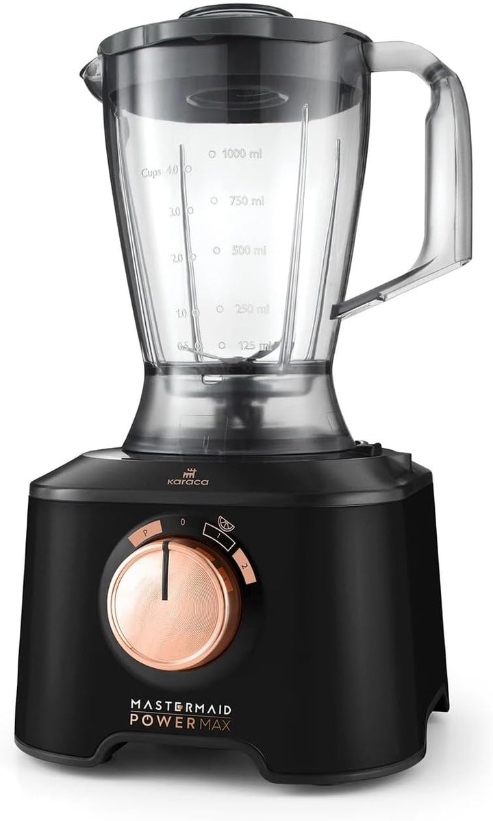 Karaca Mastermaid Power Max 11 in 1 - Multifunktions Küchenmaschine mit Mixer, Reibe, Blender, Rührm