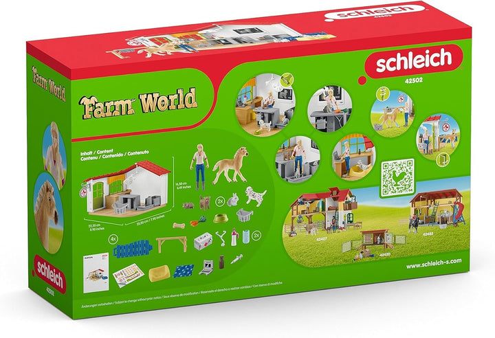 schleich 42502 Tierarzt-Praxis mit Haustieren, für Kinder ab 3+ Jahren, FARM WORLD - Spielset neue V