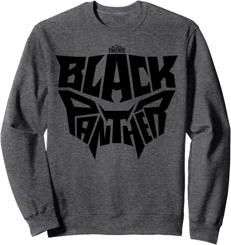 Marvel Black Panther Movie Grey Mask Text Sweatshirt