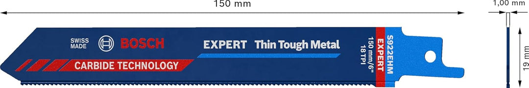 Bosch Professional 10x Expert ‘Thin Tough Metal’ S 922 EHM Säbelsägeblatt (für Edelstahlbleche, Läng