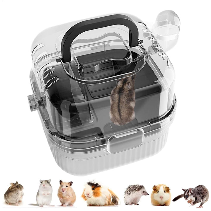 Grosser Hamsterkäfig, durchscheinend, für kleine Tiere, Chinchilla- und Igel-Tragetasche, tragbar mi