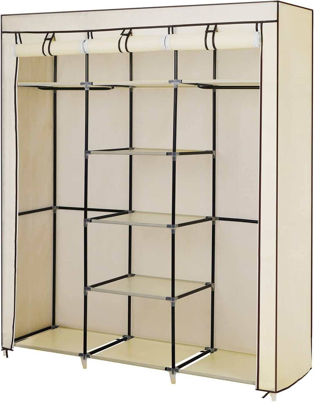 SONGMICS Kleiderschrank, Faltschrank, Stoffschrank, faltbare Garderobe mit 2 Kleiderstange, 175 x 15