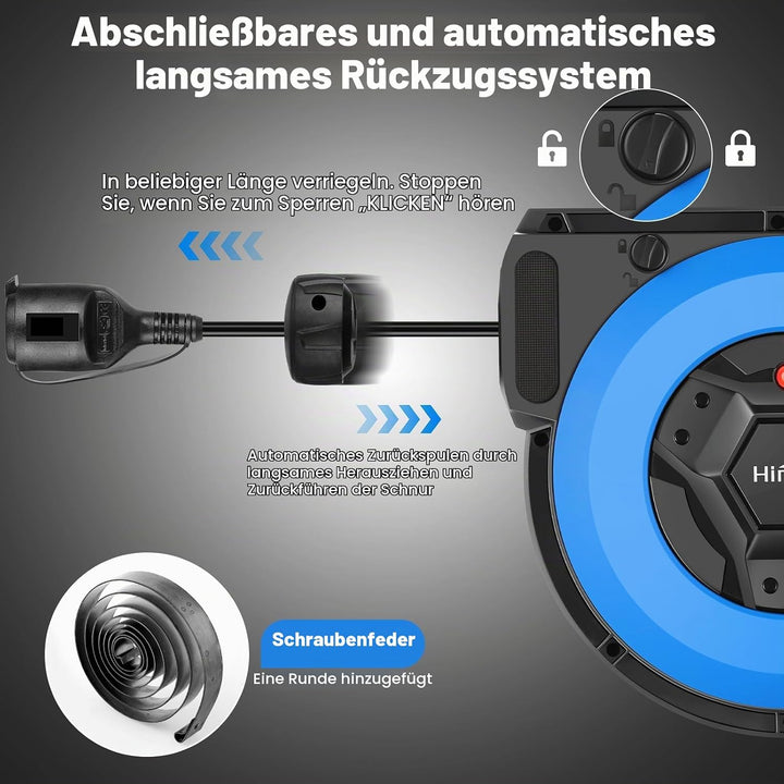 Himimi Automatik Kabeltrommel | 180° Wand Und Decke Montierte Einziehbare Stromtrommel | Geeignet fü