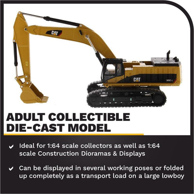 Diecast Masters 85694 - Caterpillar Kettenbagger 385C, detailgetreues CAT Baufahrzeug in Displayfens