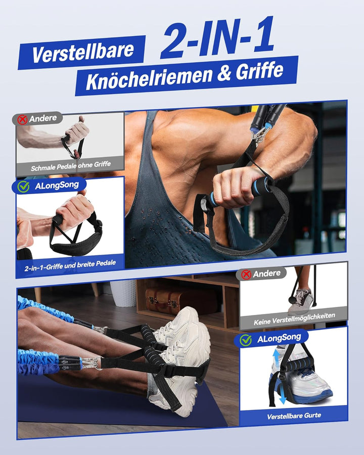 ALongSong Pilates Bar Set mit Widerstandsbänder Krafttraining 180LBS/140LBS/240LBS/360LBS Resistance