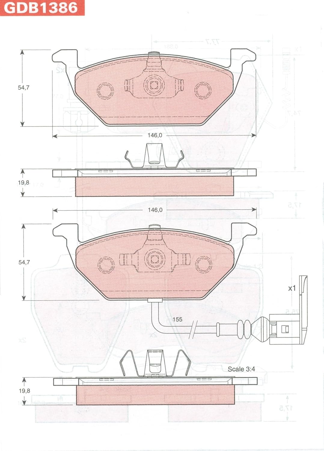TRW GDB1386 Bremsbelagsatz, Scheibenbremse & GDB1330 Bremsbelagsatz, Scheibenbremse Bundle mit Brems