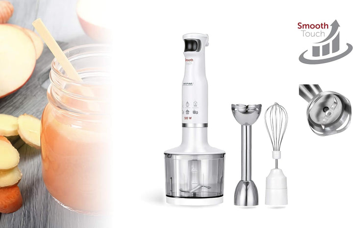 MPM MBL-28 Stabmixer-Set, Mixstab, Schnee-Besen, Multi-Messer, Einstellbare Geschwindigkeit, Zerklei