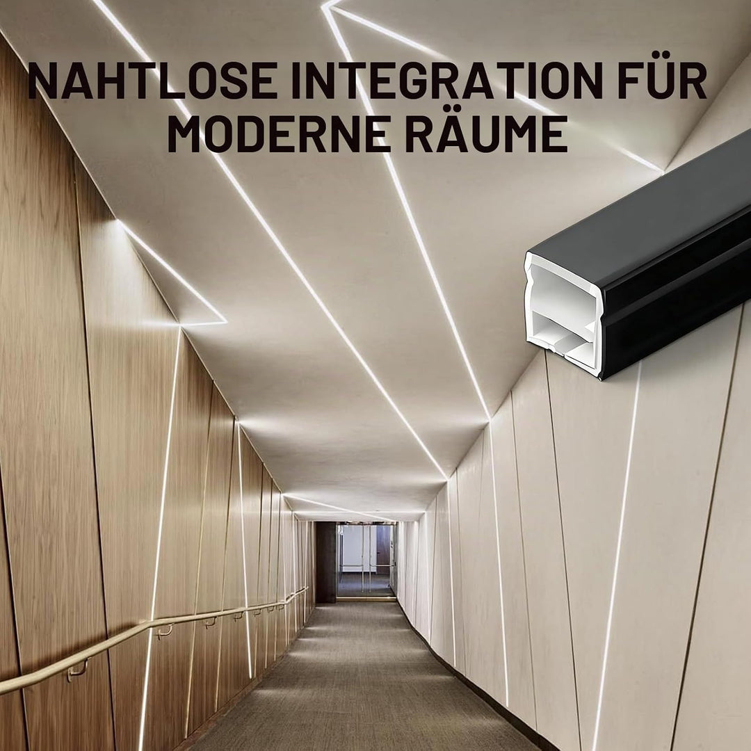 LED Profil Schwarz, LED Schiene Diffusor für Akustikpaneele Beleuchtung – 12x12mm Flexibles Silikon