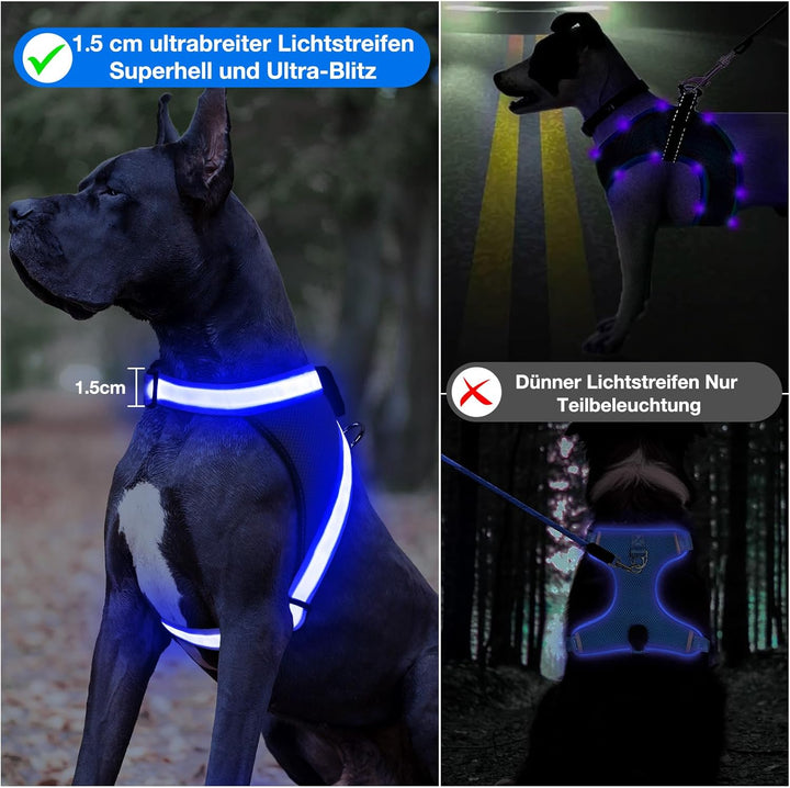 ChalkLit LED Leuchtendes Hundegeschirr USB Wiederaufladbares Vollständig Beleuchtetes Hundegeschirr