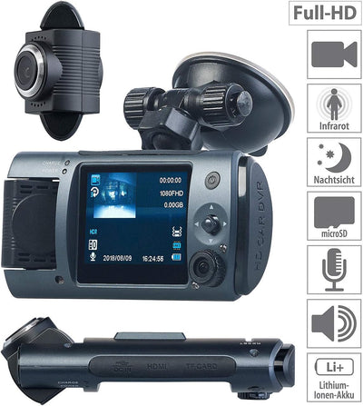 NavGear Dashcam Dual: Full-HD-Dashcam mit 2 Objektiven, 150° Ultra-Weitwinkel, Marken-Sensor (Dashca