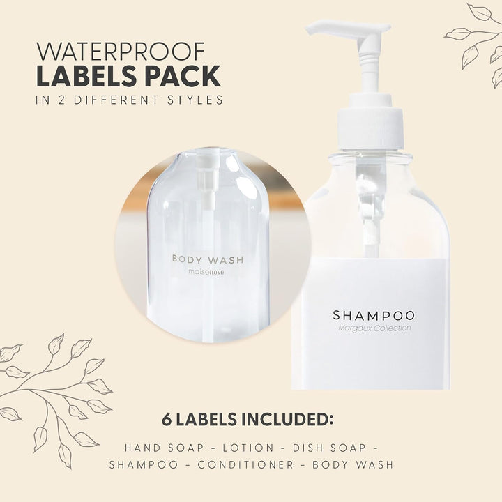 MaisoNovo Nachfüllbare Shampoo und Conditioner Flaschen | 500 ml Satz von 3 klaren Kunststoff-Flasch