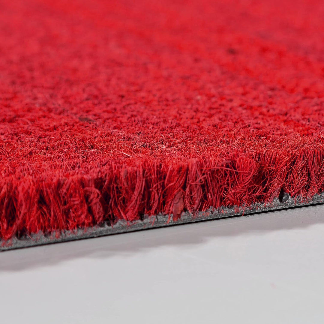 Carpido rutschfeste Kokosmatte - 60 x 90 cm Halbrund Rot - Nachhaltige Naturfaser für den überdachte