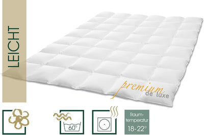 HANSKRUCHEN Premium de Luxe Daunendecke 260x220 cm - Leicht / Übergang - Made in Germany Kassettende