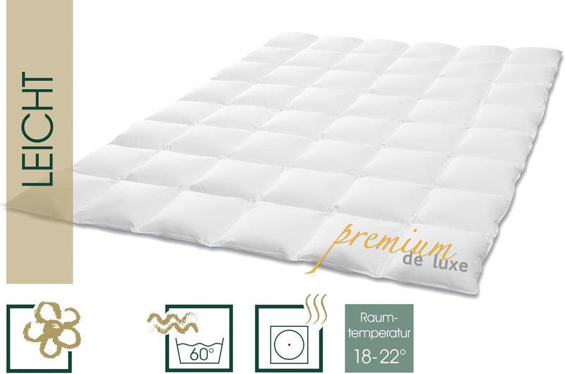 HANSKRUCHEN Premium de Luxe Daunendecke 260x220 cm - Leicht / Übergang - Made in Germany Kassettende