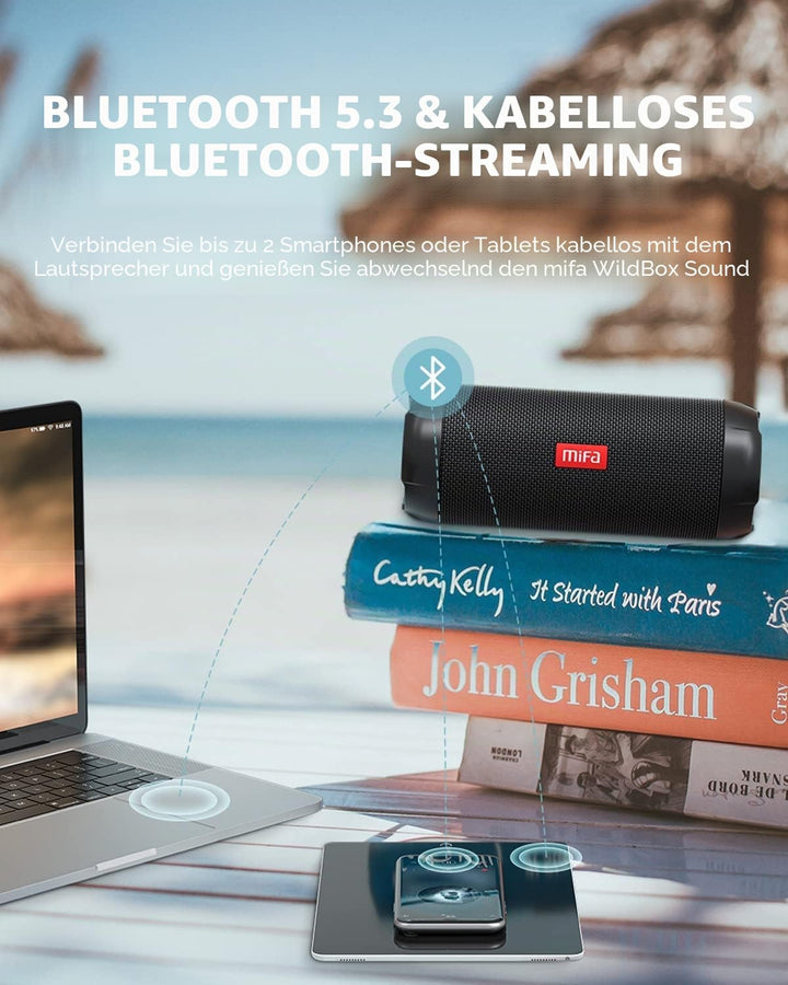 MIFA WildRod Bluetooth Lautsprecher mit Bluetooth 5.3, IP67 wasserdicht & staubdicht, 30W Wiedergabe