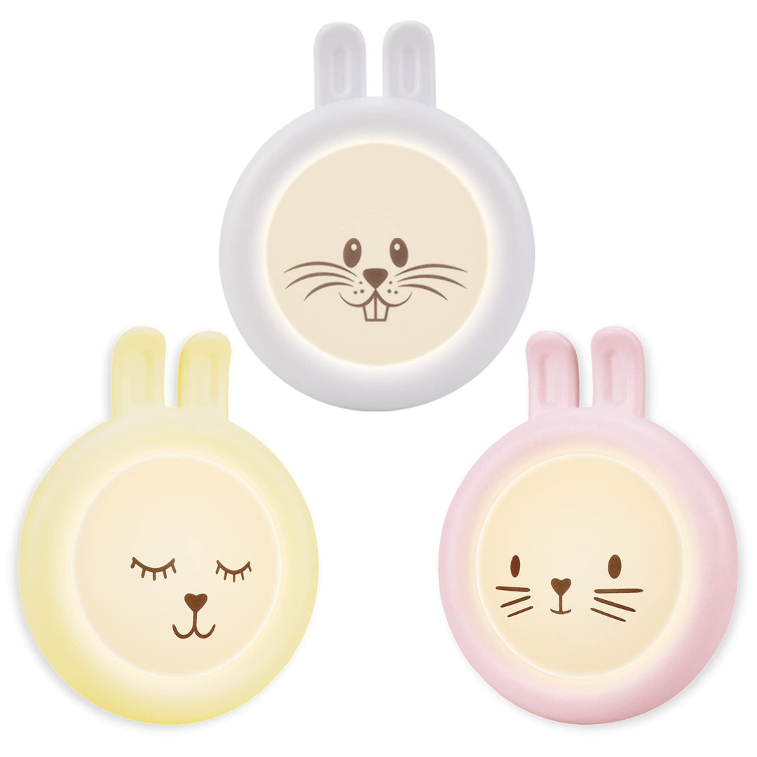 Nachtlicht Steckdose Kinder Motiv Hase, 3 Stück Dämmerungssensor Steckdosenlicht, Stilllicht Baby, W
