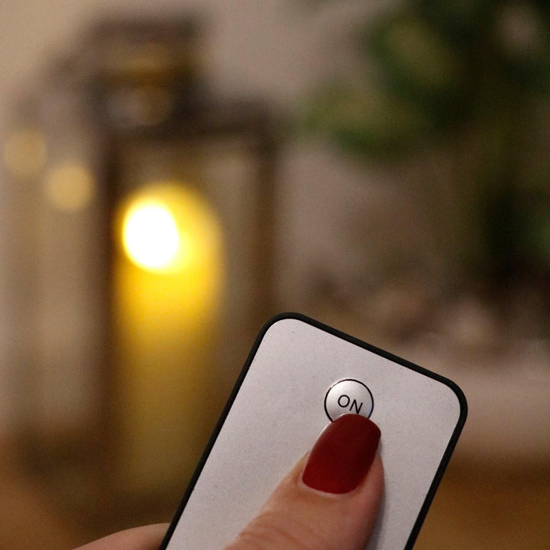 Dekovita Edelstahl-Laterne - 30cm Gartenlaterne inkl. 18cm Outdoor LED Kerze in Creme-Weiss mit Time