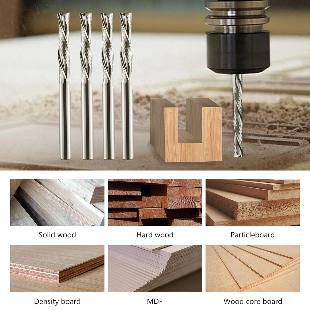 EU_HOZLY Spiralfräser Bits 2 Flöten Down Cut 1/8 Zoll Schnittdurchmesser, 1/8 Zoll Schaft 17 mm (0,6