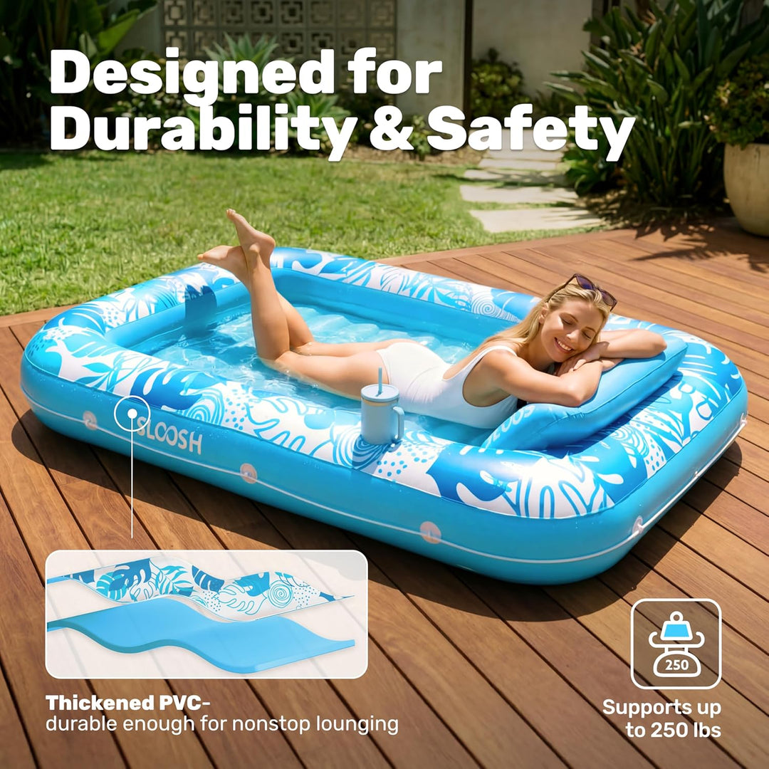 SLOOSH Aufblasbare Tanning Pool, 70" x 46"/ 85" x 57" Grosse aufblasbarer Luftmatratze für Erwachsen