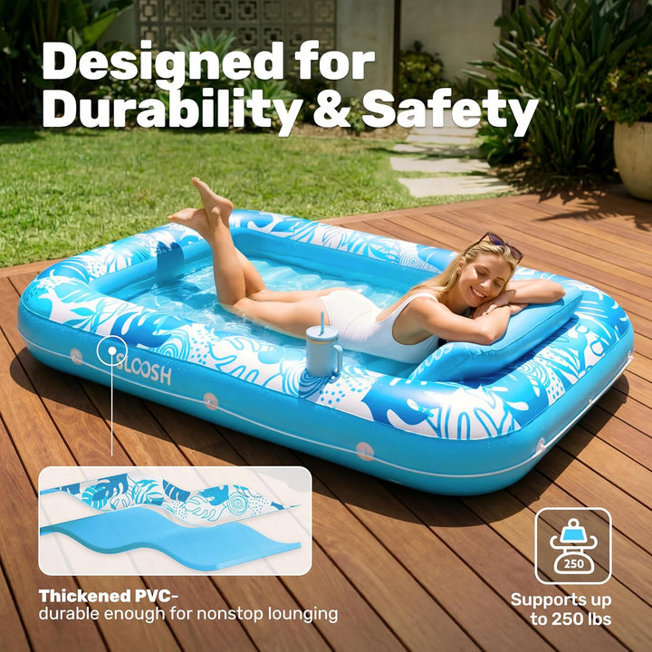 SLOOSH Aufblasbare Tanning Pool, 70" x 46"/ 85" x 57" Grosse aufblasbarer Luftmatratze für Erwachsen