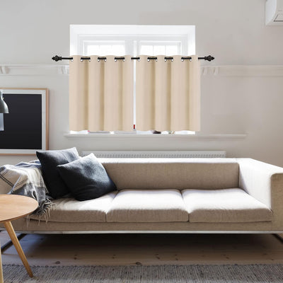PiccoCasa 2er Set Gardine für Küche Polyester Scheibengardine Kurzgardine Blickdicht Kleine Gardine