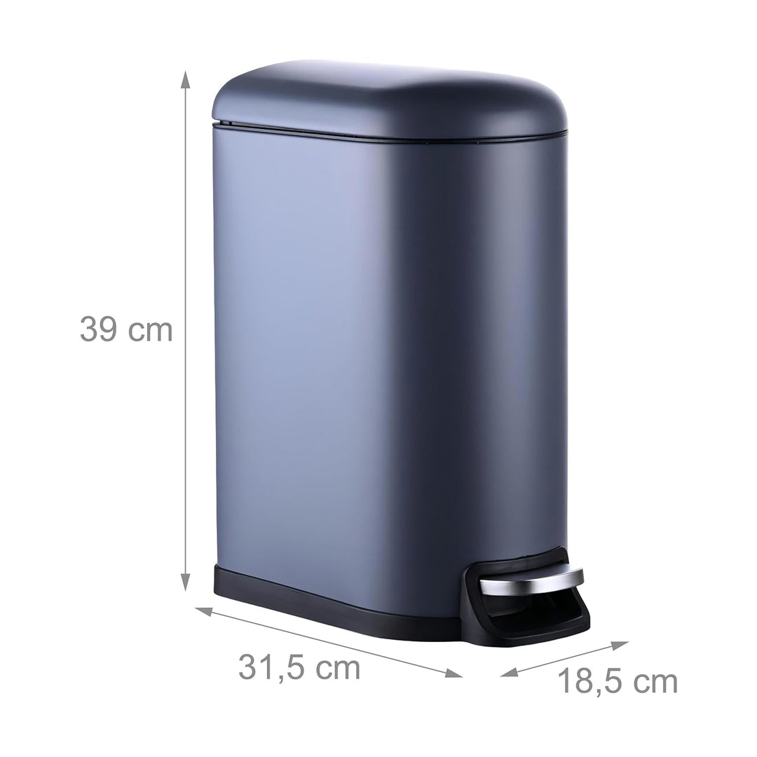Relaxdays Mülleimer, 10 Liter, Absenkautomatik, entnehmbarer Inneneimer, Kosmetikeimer mit Deckel, B