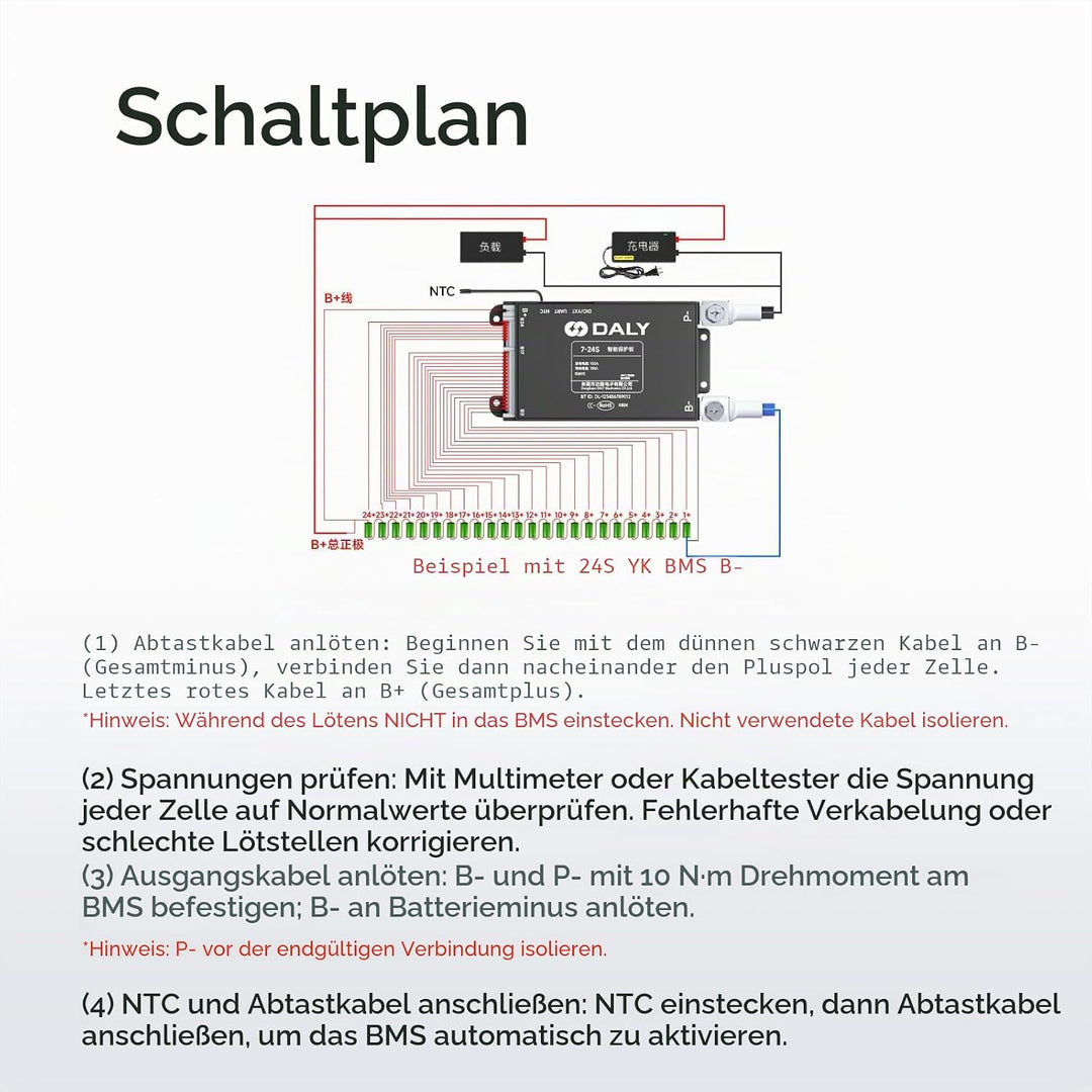 DALY BMS 30A 4S-8S 12V-24V - Smart integrierte Bluetooth Überwachung Lithium Batterieschutz LiFePO4