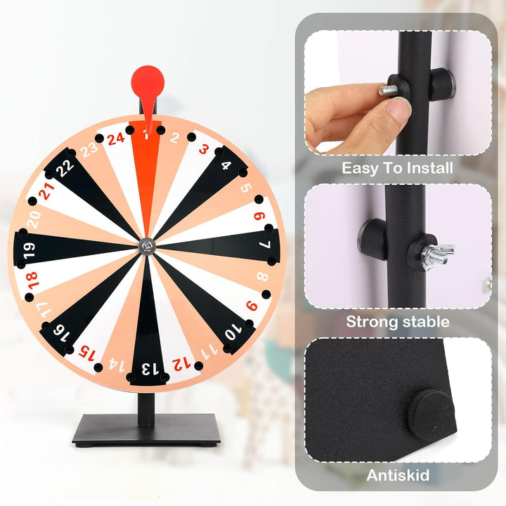 40cm Grosses Glücksrad Set, Tisch Glücksrad mit 24 Fächern Tombola Glücksrad mit Ständer Roulette Ra