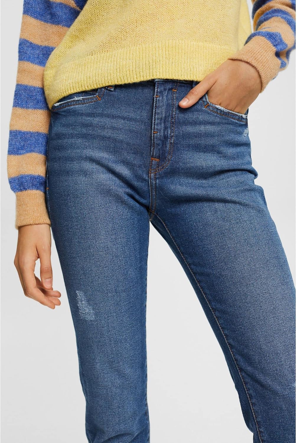 ESPRIT Stretch-Jeans in Destroyed-Optik 26W / 30L Blue Medium Washed, 26W / 30L Blue Medium Washed