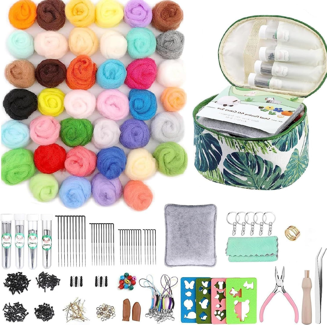 300 Stück Filzwolle Set, 40 Farben Filzwolle Basisset Grundlegende Filzwerkzeuge und Zubehör für Anf