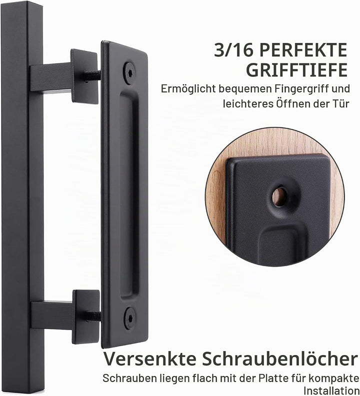 Lpraer 30CM Schiebetüren Griff Schwarze Scheunentorgriff Schiebetür zieht-Griff Schiebe Türgriff Küc