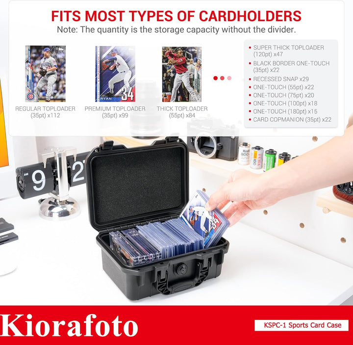 Kiorafoto Graded Card Case, IP67 wasserdichte Sammelkarten Koffer für100+ 3 "x 4" 35pt Toploader ode