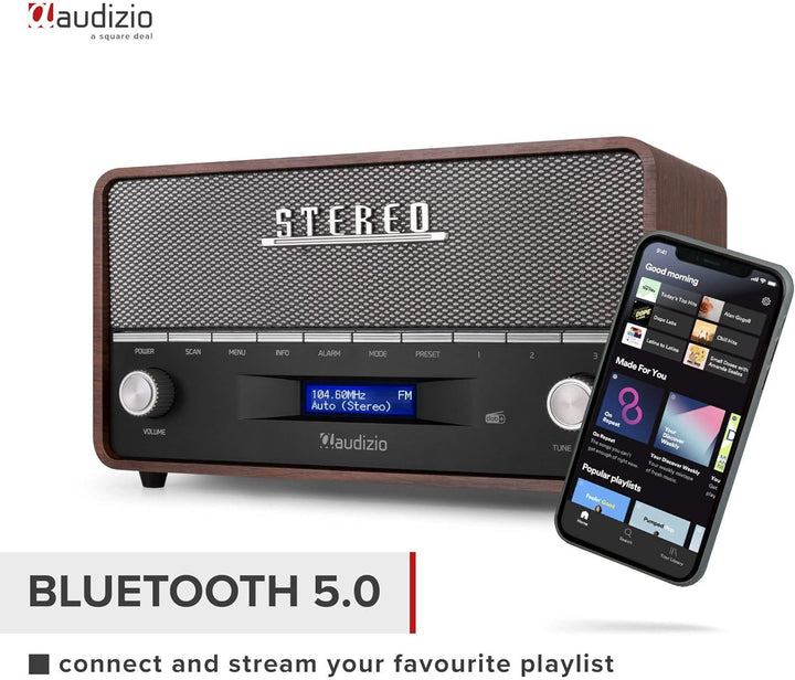 Audizio Corno - Retro Radio, DAB Plus Radio Bluetooth, Alarmfunktion, Radiowecker, Retro UKW-Radio,