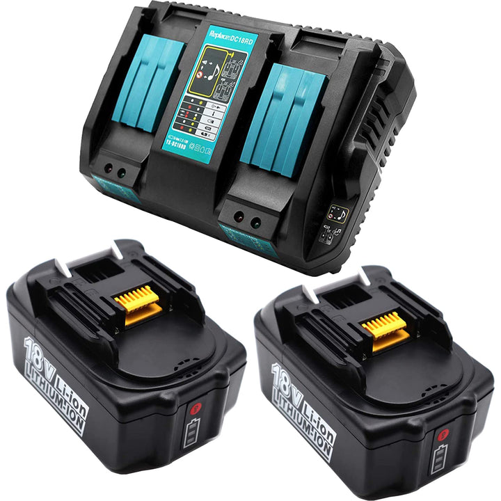 FengBP® Ersatz kompatibel für Makita DC18RD Schnellladegerät mit 2X BL1850 B 18V 5.0Ah für Makita BL
