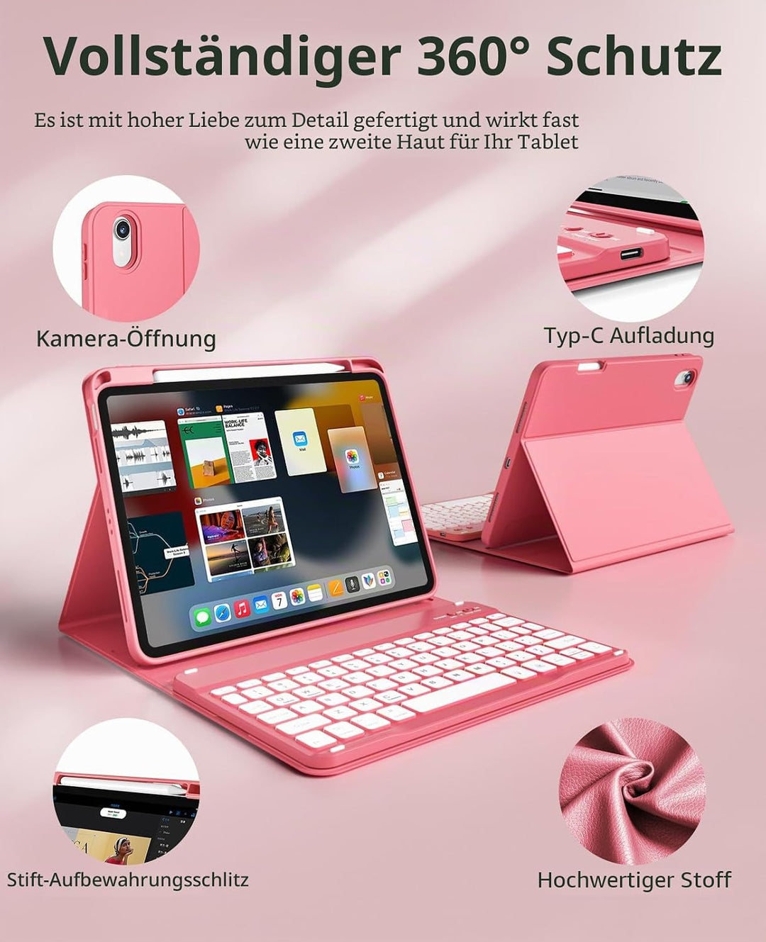 JKSML Tastatur Hülle für iPad Air 11 Zoll M4/M3/M2 (2026/2025/2024) &amp; iPad Air 5./4. Gen (2022/2020)
