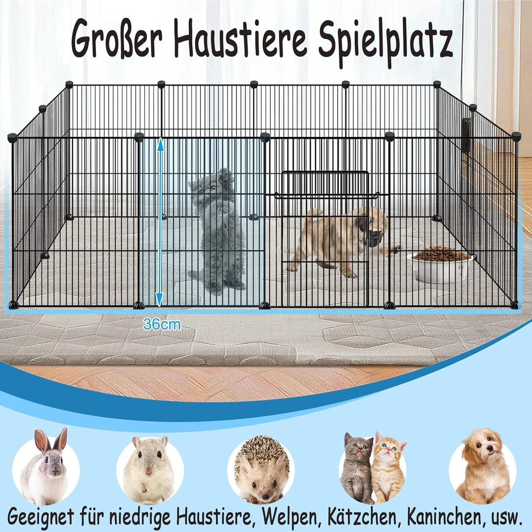 HENGMEI Freigehege Gittergehege Kaninchen Metallgitter Gehege mit Tür Meerschweinchen Käfig Kleintie