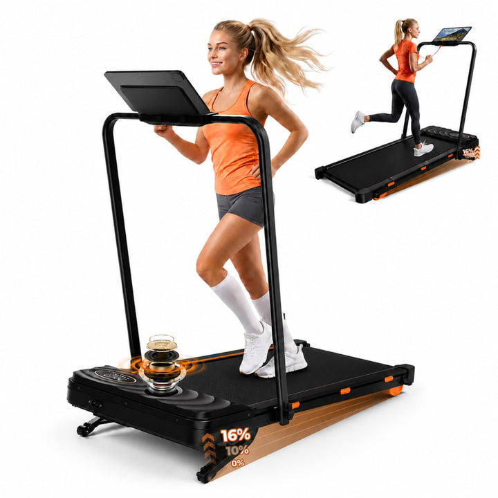 JAGJOG Walking Pad mit 16% Auto-Steigung und Bluetooth-Lautsprecher | Klappar,1-12km/h,2.5PS-Motor,A