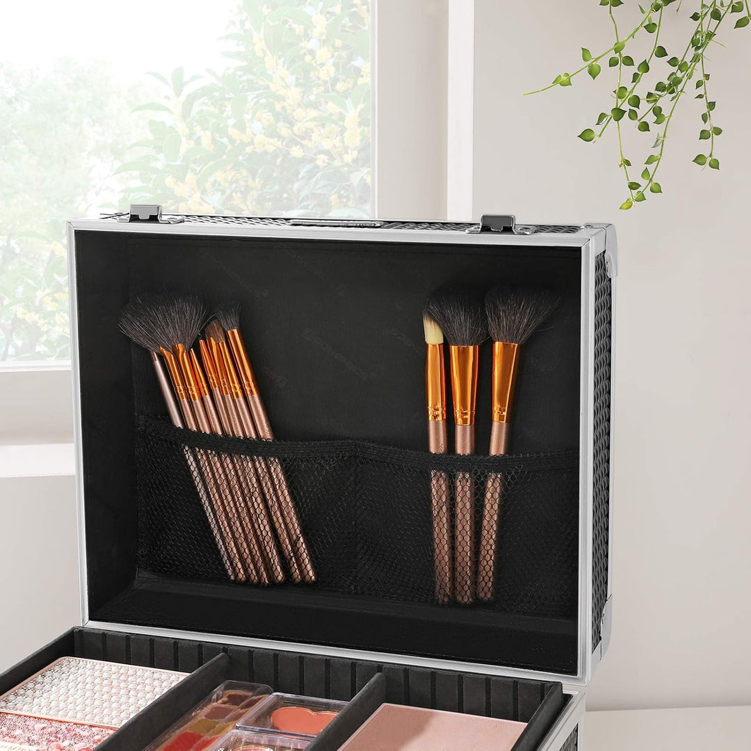 SONGMICS Kosmetikkoffer, Make-up Koffer für Reisen, Schminkkoffer, Aufbewahrung, für Friseure und Vi