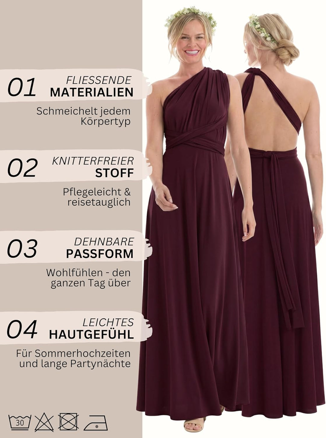 Juvell Brautjungfernkleider lang - Infinity Dress Maxi - Abendkleider elegant-festlich - Multiway-Wi
