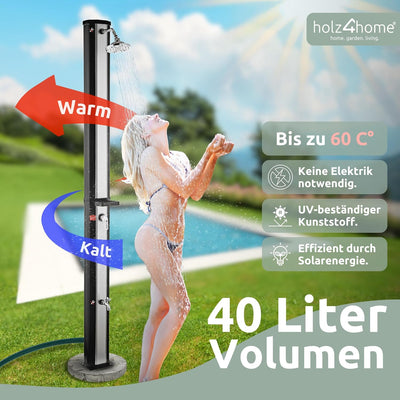holz4home® Solardusche Gartendusche I Aussendusche mit Warmwasser bis 60°C I Outdoordusche für Garte