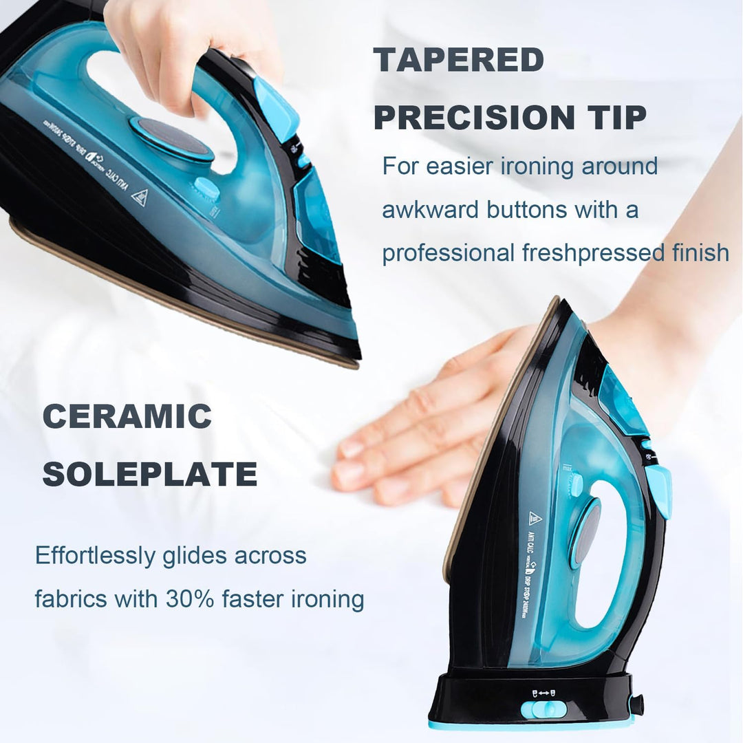Bügeleisen, Dampfbügeleisen Kabelloses, Keramiksohle, abschaltautomatisch, 2400W Blau, Blau