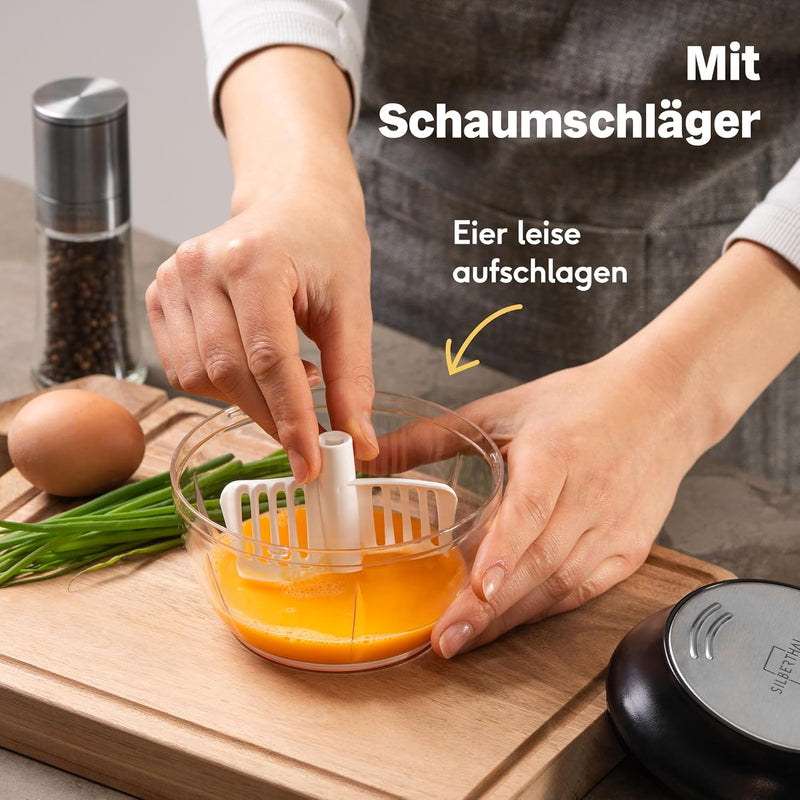 SILBERTHAL Zwiebelschneider für Gemüse, Kräuter, Nüsse, Sahne - 500 ml - Multizerkleinerer mit Seilz