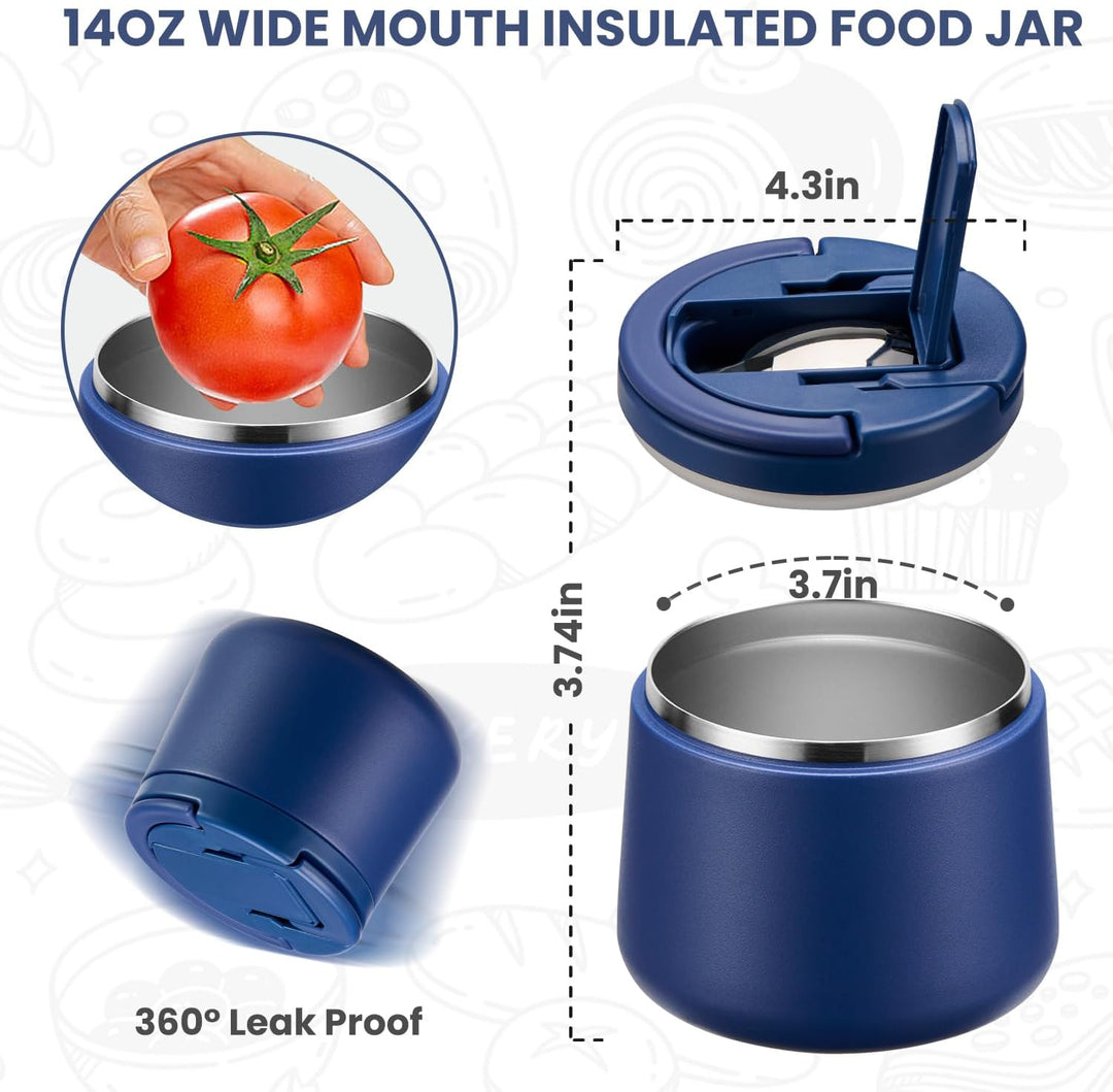 Itslife Thermobehälter für Essen 420ml, Warmhaltebehälter Essen Edelstahl mit Schnallendeckel und Lö
