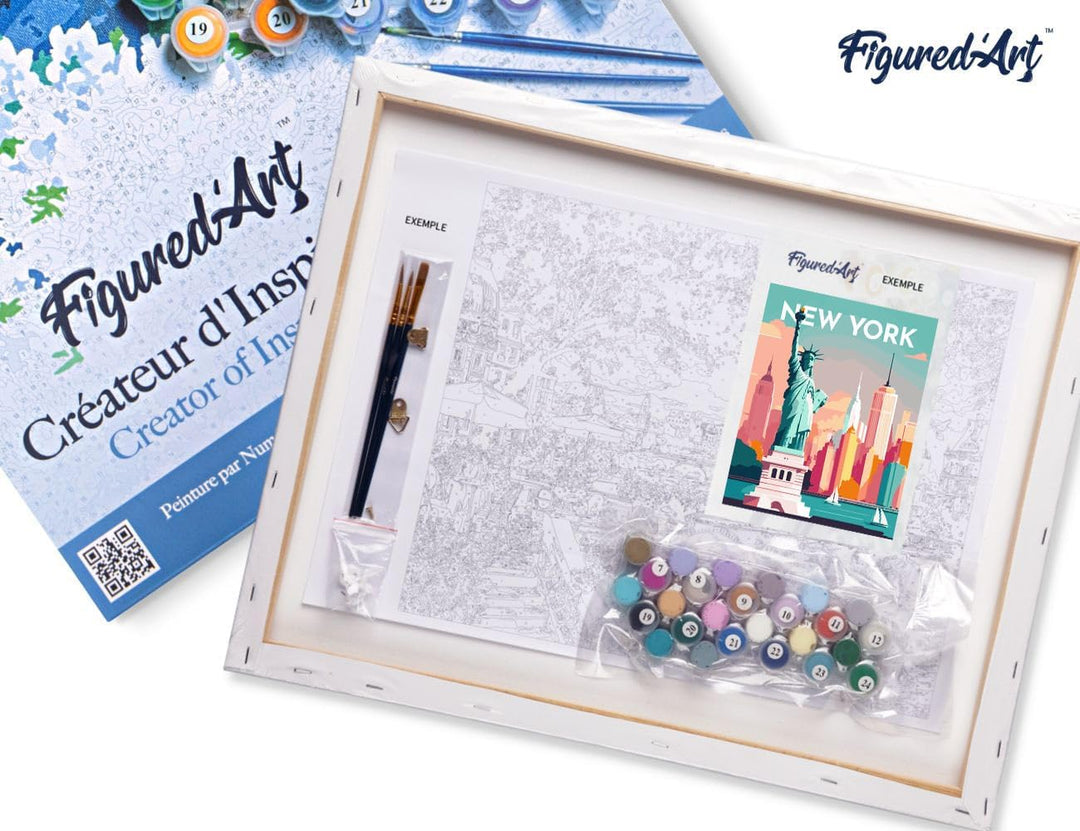 Figured'Art Malen Nach Zahlen Erwachsene Mit Rahmen Reiseposter New York - Paint by Numbers Basteln