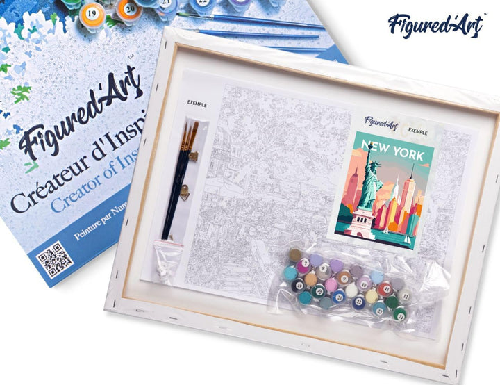 Figured'Art Malen Nach Zahlen Erwachsene Mit Rahmen Reiseposter New York - Paint by Numbers Basteln