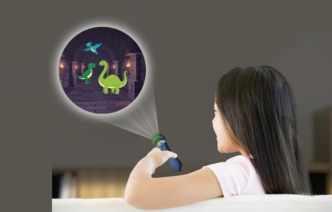 Lexibook - Dinosaurier - Geschichtenprojektor, Taschenlampe und Projektor mit 3 Scheiben, 24 Bilder,