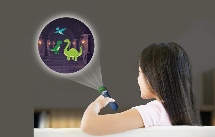 Lexibook - Dinosaurier - Geschichtenprojektor, Taschenlampe und Projektor mit 3 Scheiben, 24 Bilder,
