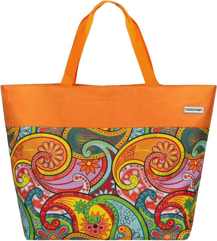 anndora XXL Shopper paisley - Strandtasche 40 Liter Schultertasche Einkaufstasche Paisley Orange, Pa