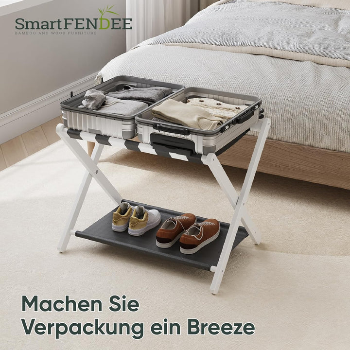 Smart FENDEE 2er-Set Bambus Gepäckträger, Faltbarer Gepäckträger mit Stoffablage, Geeignet für die M