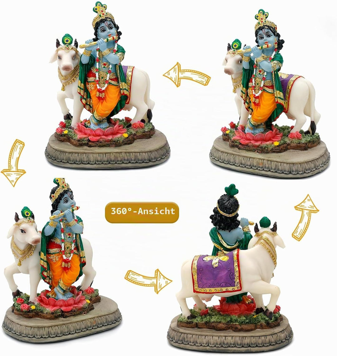alikiki Statue Hindu-Gott Lord Krishna – 14,5 cm H Indien Idol Krishna Skulptur Geschenke für indisc